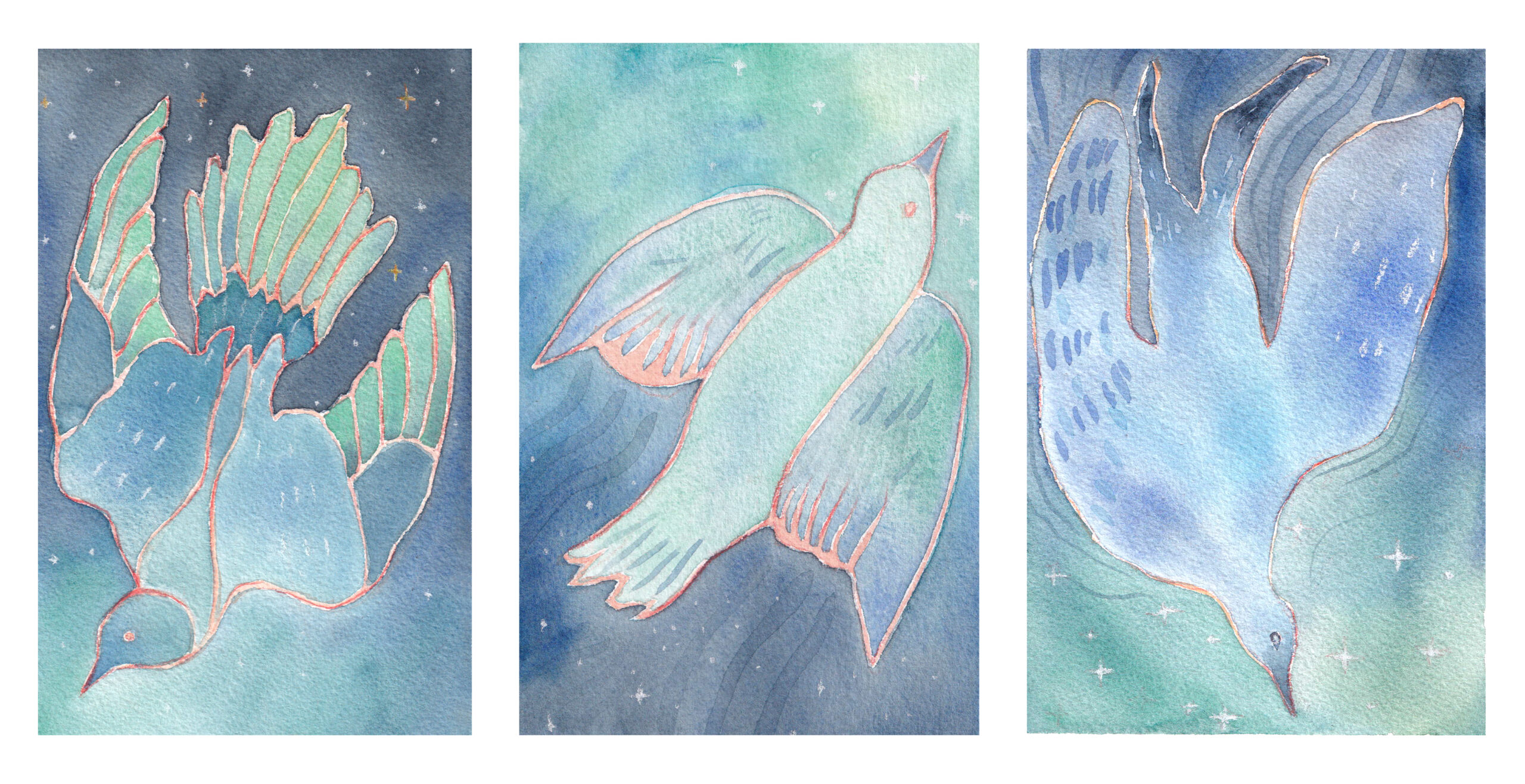 triptique oiseaux de nuit